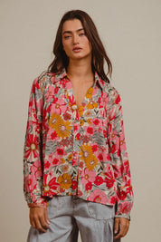 ROSE BiBi Woven Floral Printed Shirt Top | Tops Daverri Fashions