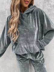 Kangaroo Pocket Hoodie and Pants Set | Loungewear Sets Daverri Fashions