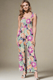 ODDI Full Size Floral Sleeveless Wide Leg Jumpsuit | Jumpsuits Daverri Fashions