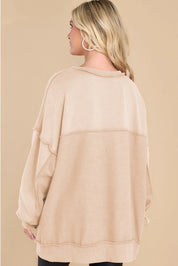 Exposed Seam Long Sleeve Sweatshirt | Sweatshirts Daverri Fashions