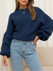 Round Neck Dropped Shoulder Sweater | Sweaters Daverri Fashions