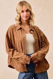 BiBi Corduroy Relaxed Fit Shacket with Back Pleat | Shackets Daverri Fashions