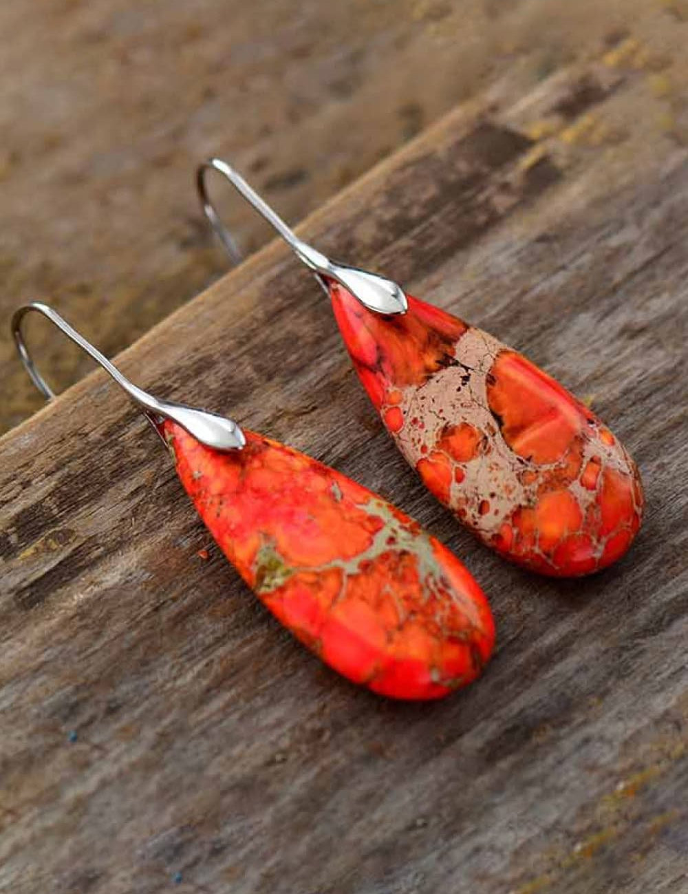 Handmade Teardrop Shape Natural Stone Dangle Earrings | Earrings Daverri Fashions