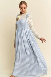 Davi & Dani Plaid Smocking Sleeveless Maxi Dress | Maxi Dresses Daverri Fashions