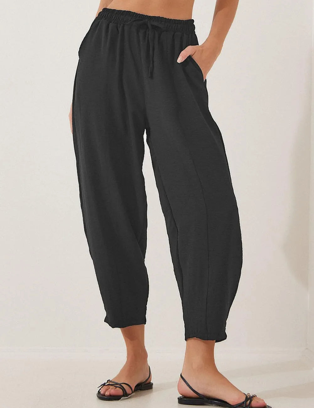 Full Size Drawstring Cropped Jogger Pants Plus Size | Pants Daverri Fashions