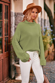 Mock Neck Drop Shoulder Sweater | Sweaters Daverri Fashions