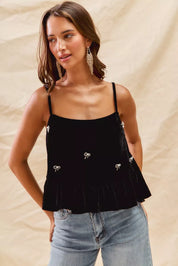 SO ME Holiday Velvet Ribbon Rhinestone Christmas Top | Tops Daverri Fashions