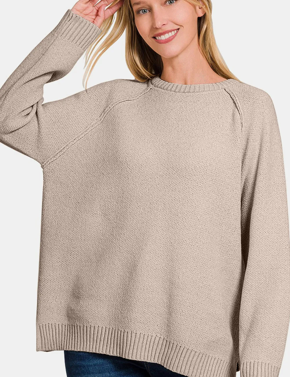 Zenana Side Slit Raglan Sleeve Sweater | Sweaters Daverri Fashions