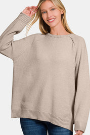 Zenana Side Slit Raglan Sleeve Sweater | Sweaters Daverri Fashions