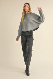 Mable Round Neck Dolman Sleeve Cropped Sweater | Sweaters Daverri Fashions