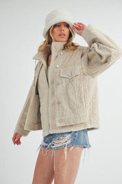 Aemi + Co Turtleneck Sherpa Jacket with Pockets | Jackets Daverri Fashions