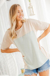 Heimish Contrast Round Neck Short Sleeve T-Shirt | T-Shirts Daverri Fashions