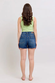 Judy Blue Double Button Waistband Denim Shorts Plus Size | Denim Shorts Daverri Fashions