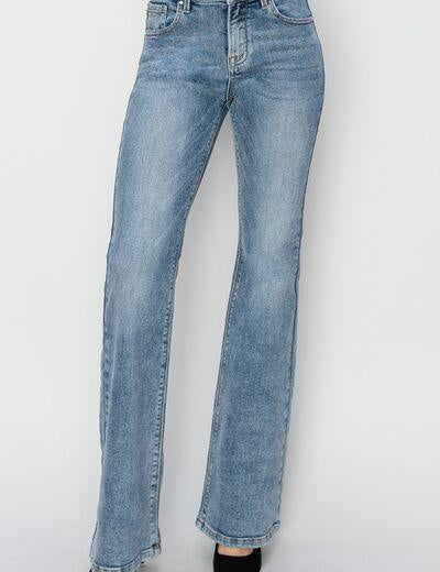 Medium RISEN Full Size Mid Rise Bootcut Jeans | Jeans Daverri Fashions