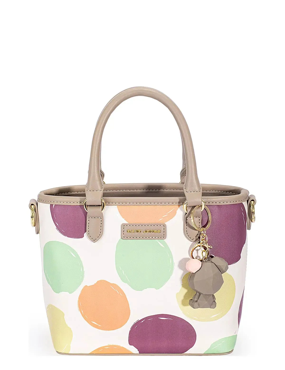 ALMOND MILK One Size David Jones Colorful Polka Dot Handbag | Handbags Daverri Fashions