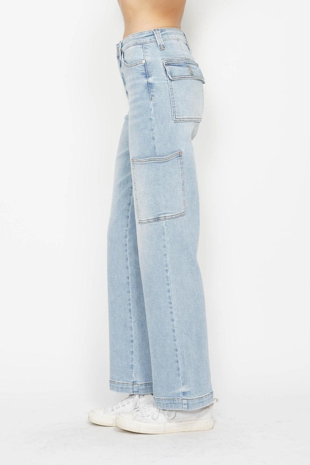 Judy Blue Full Size High Waist Straight Cargo Jeans | Cargo Jeans Daverri Fashions