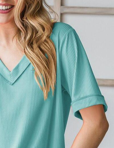 Heimish Plus Size V-Neck Half Sleeve T-Shirt | T-Shirts Daverri Fashions