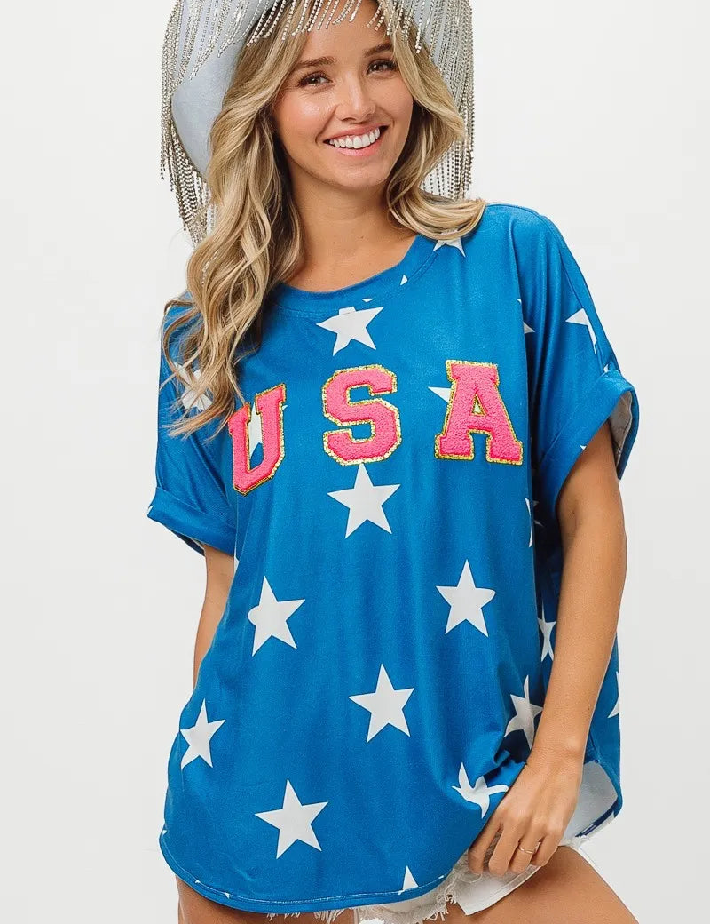 BiBi Fourth Of July Star Knit T-Shirt | T-Shirts Daverri Fashions