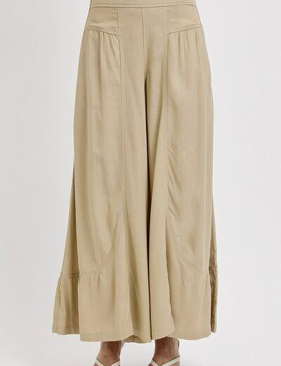 RISEN Shirring Detail Wide Leg Pants | Pants Daverri Fashions