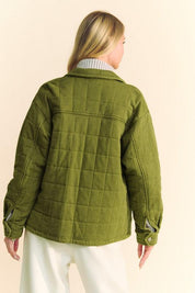 Davi & Dani Quilted Button Down Shacket with Chest Pockets | Shackets Daverri Fashions