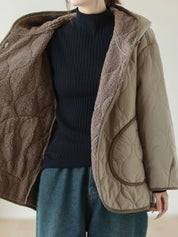Quilted Hooded Sherpa Lined Jacket | Jackets Daverri Fashions