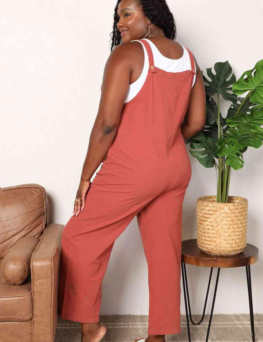 Perfee Wide Leg Overalls with Front Pockets | Daverri Fashions