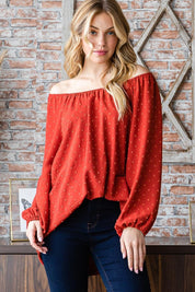 Heimish Full Size Swiss Dot Off Shoulder Top | Tops Daverri Fashions