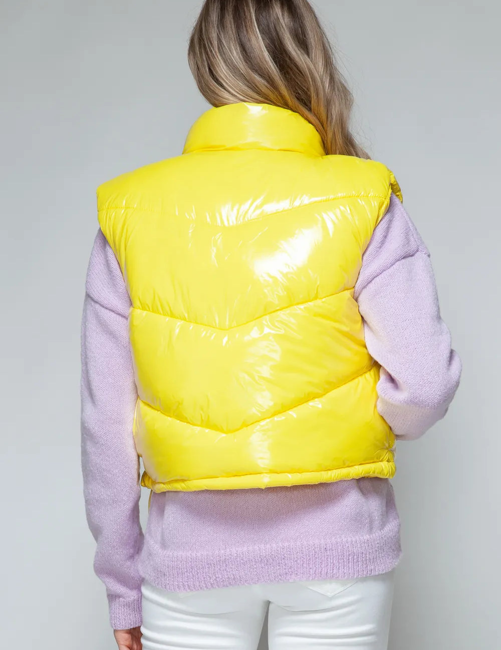 Snobbish Zip Up Turtleneck Shiny Quilted Vest | Vest jackets Daverri Fashions