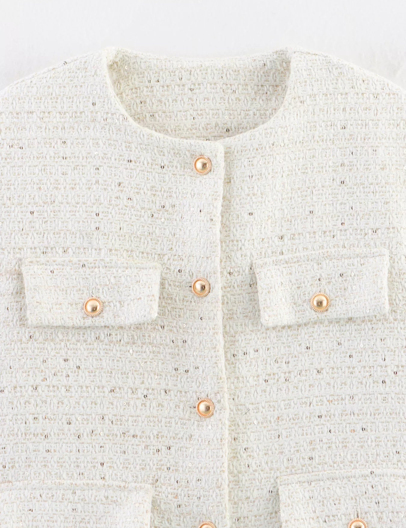 Tweed Button Up Cropped Jacket | Jackets Daverri Fashions