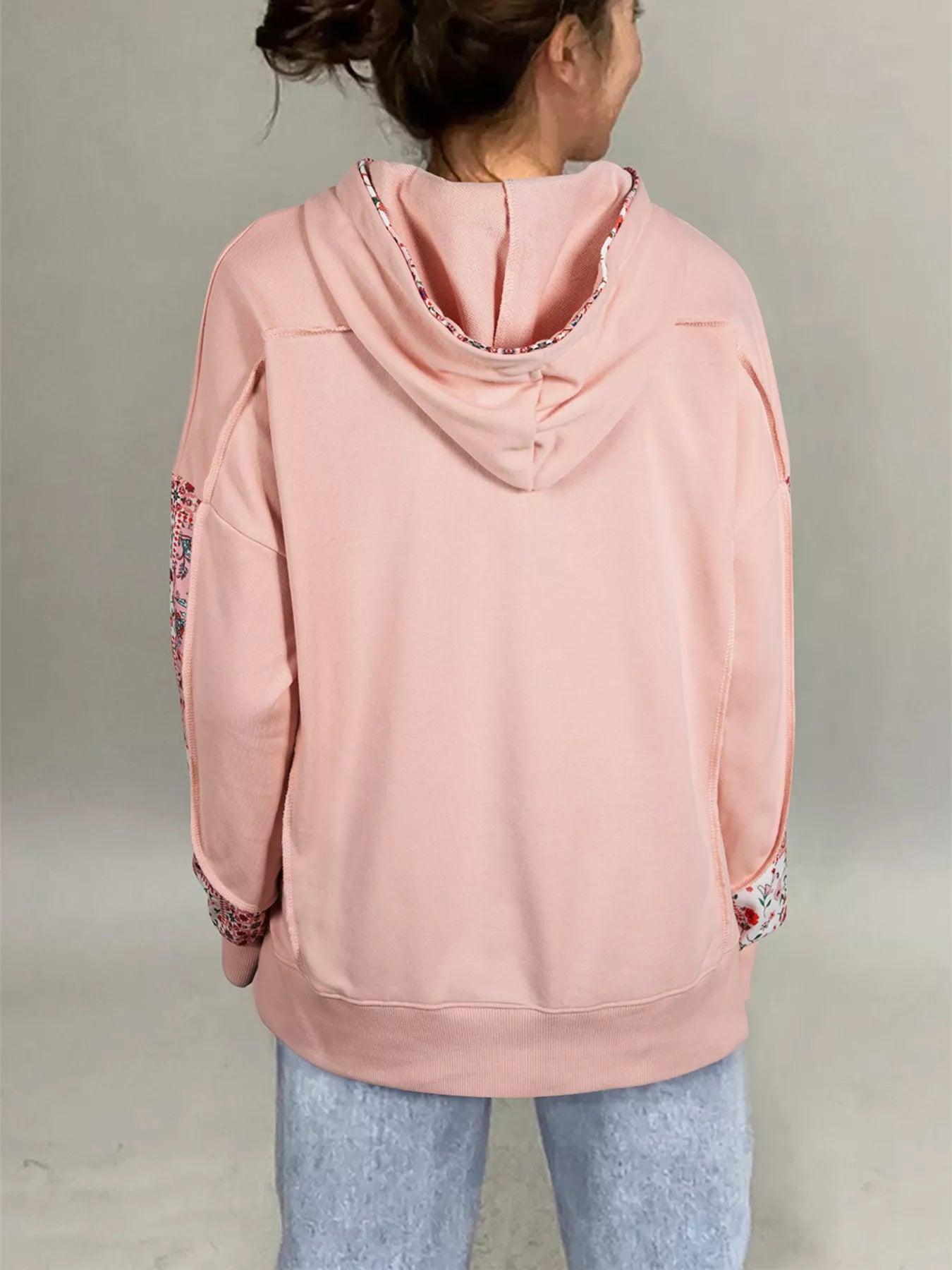 Floral Print Drawstring Long Sleeve Hoodie | Hoodies Daverri Fashions
