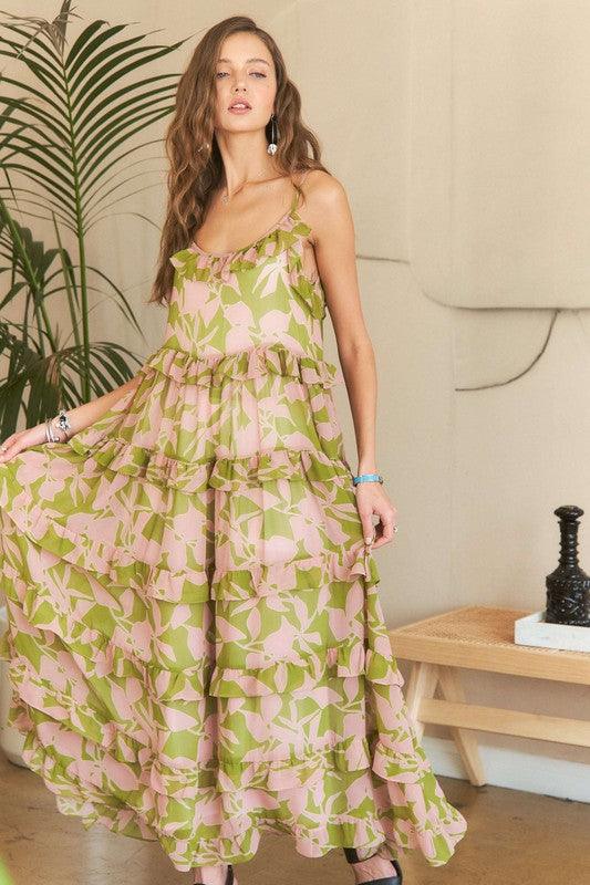 ADORA Ruffled Tiered Scoop Neck Cami Dress | Daverri Fashions