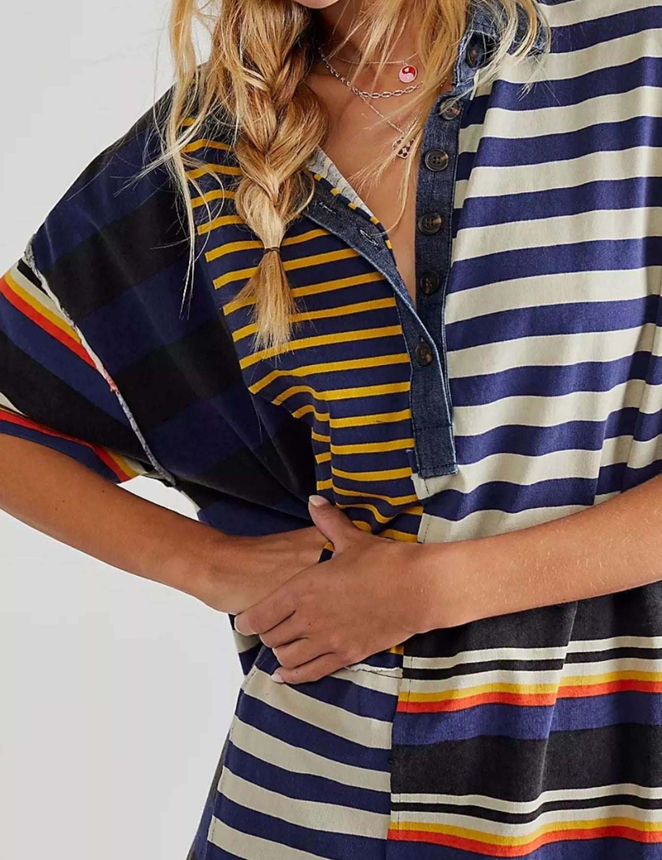 Striped Oversized Half Button Shirt Dress | Mini Dresses Daverri Fashions