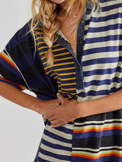 Striped Oversized Half Button Shirt Dress | Mini Dresses Daverri Fashions