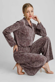 Umgee Side Slit Texture Button Up Shirt | Daverri Fashions