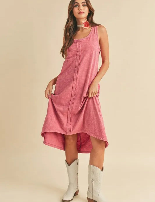 Aemi + Co High-Low Hem Scoop Neck Midi Tank Dress | Daverri Fashions