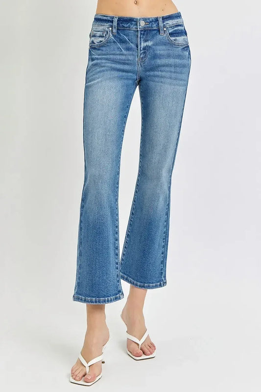 RISEN Full Size Low Rise Crop Flare Jeans - DAVERRI FASHIONS