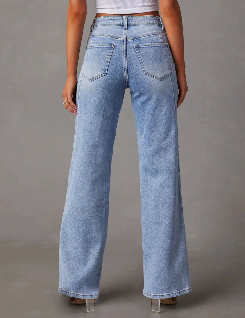High Waist Straight Jeans with Pockets | Jeans Daverri Fashions