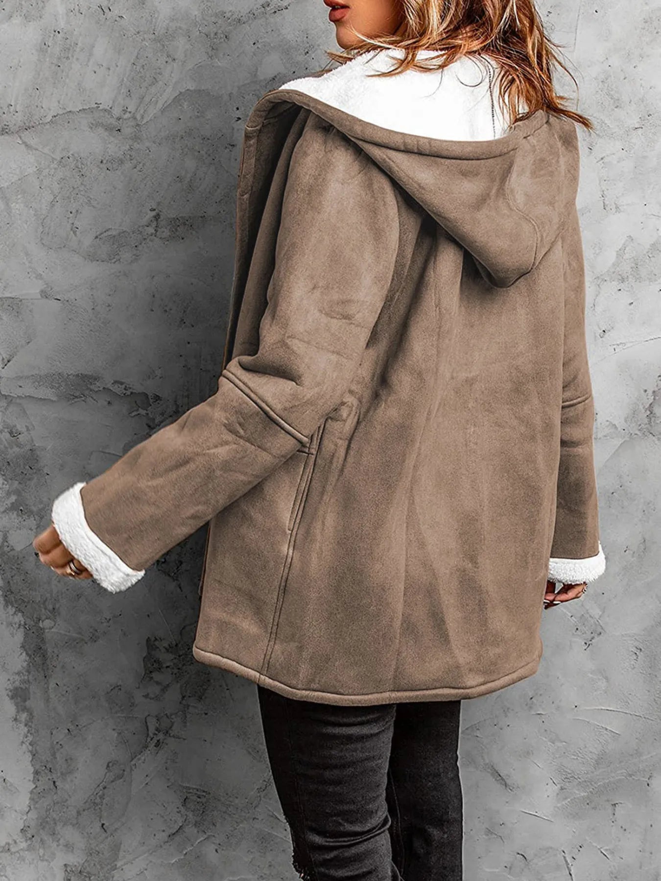 Full Size Cozy Sherpa Lined Toggle Coat with Hood Plus Size | Coats Daverri Fashions