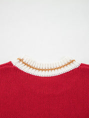 MERRY Contrast Edge Drop Shoulder Christmas Sweater | Sweaters Daverri Fashions