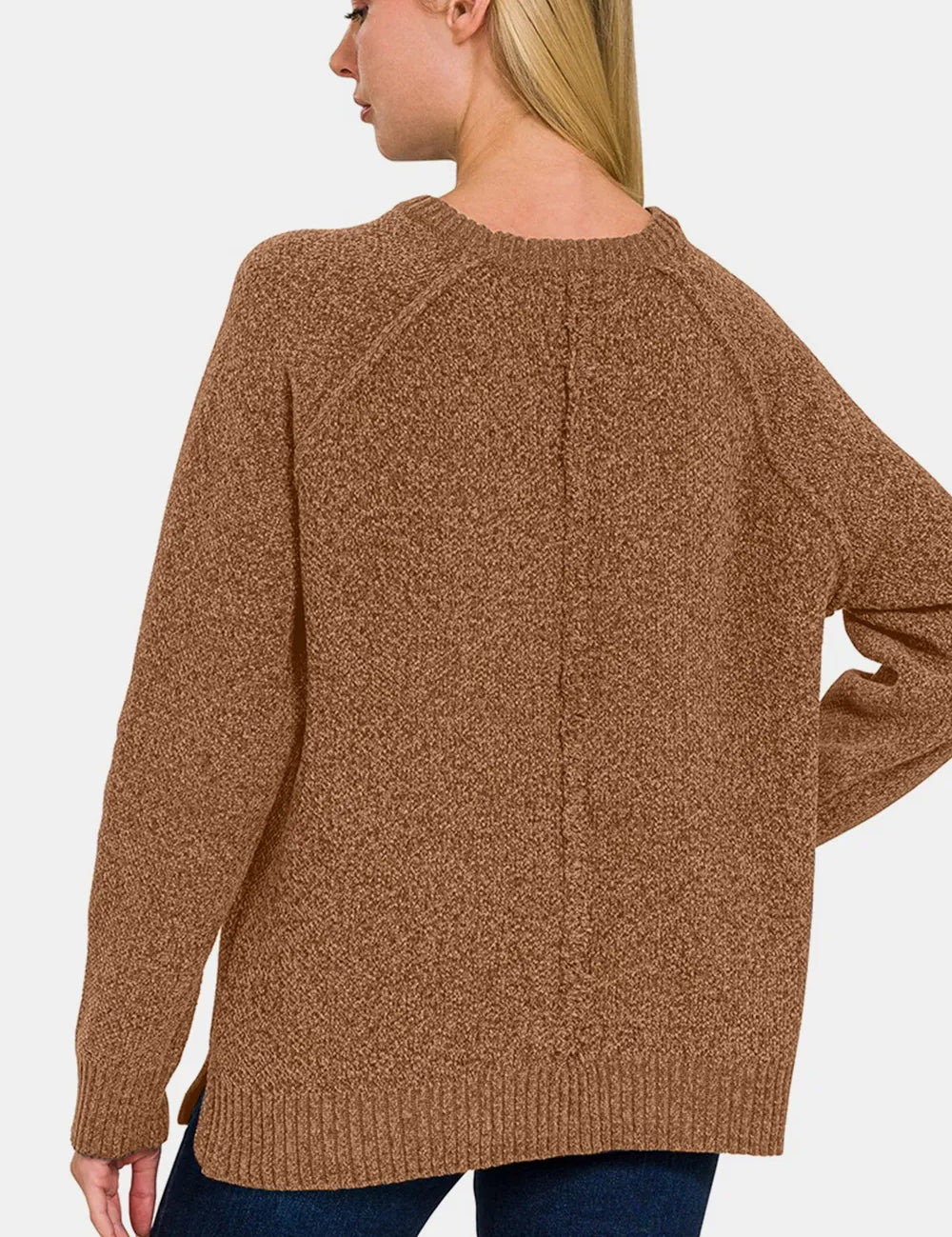 Zenana Side Slit Raglan Sleeve Sweater | Daverri Fashions