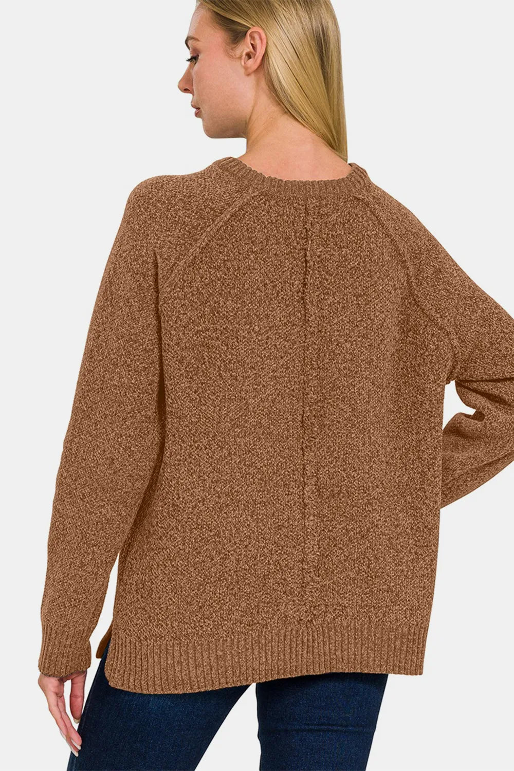 Zenana Side Slit Raglan Sleeve Sweater | Daverri Fashions