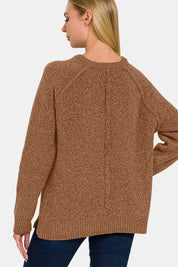 Zenana Side Slit Raglan Sleeve Sweater | Daverri Fashions