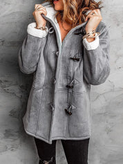 Full Size Cozy Sherpa Lined Toggle Coat with Hood Plus Size | Coats Daverri Fashions