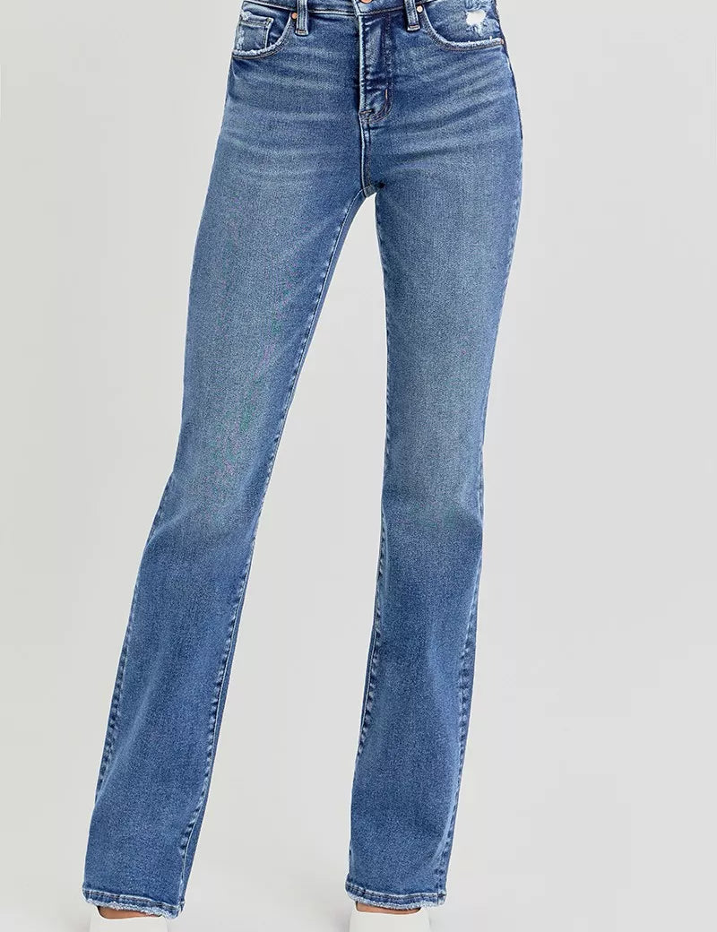 RISEN Full Size Tummy Control High Rise Straight Jeans Plus Size | Jeans Daverri Fashions