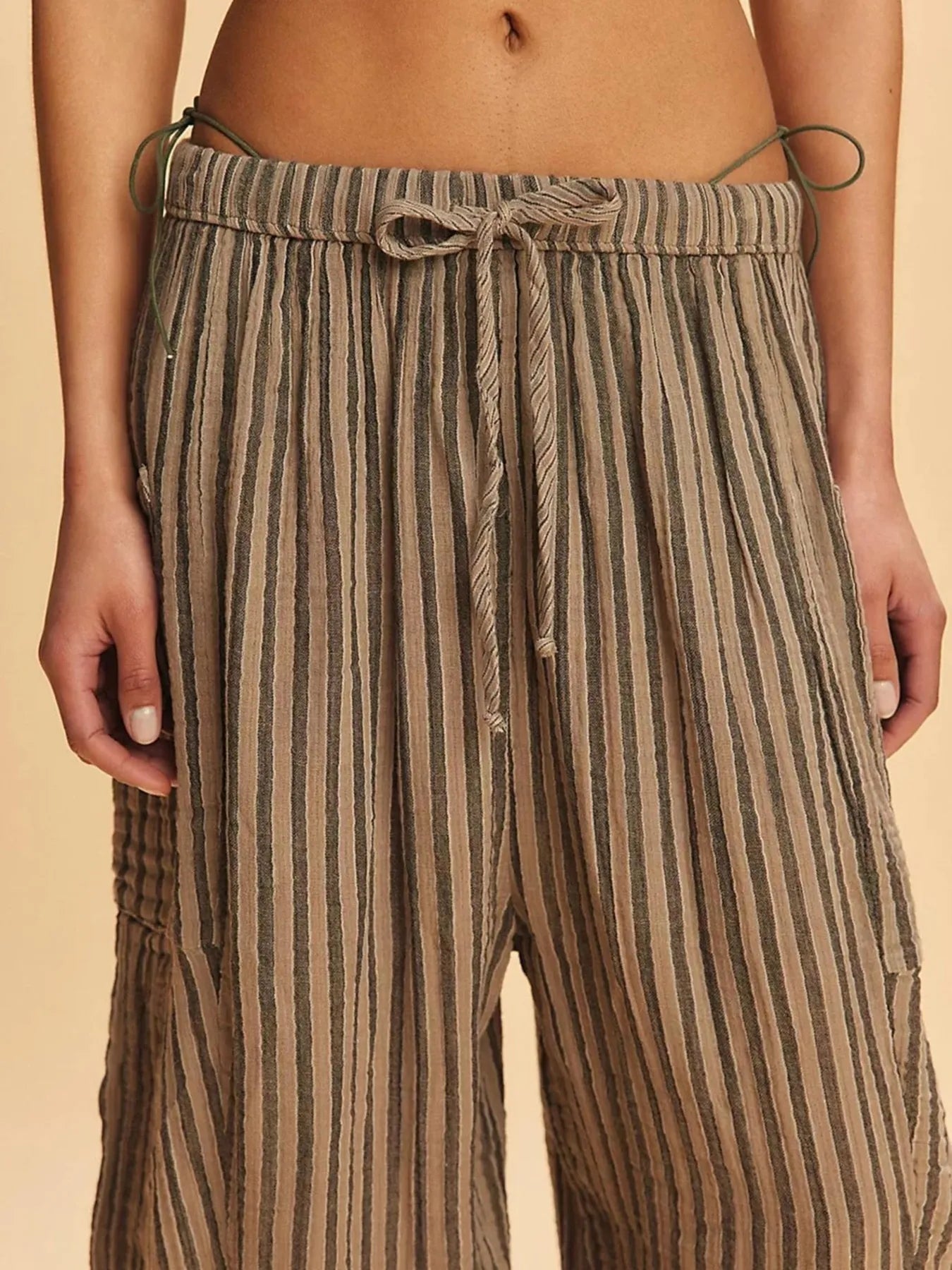 Full Size Striped Wide Leg Casual Pants Plus Size | Pants Daverri Fashions