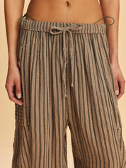 Full Size Striped Wide Leg Casual Pants Plus Size | Pants Daverri Fashions