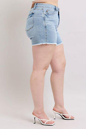 Judy Blue Tummy Control Raw Hem Denim Shorts | Denim Shorts Daverri Fashions