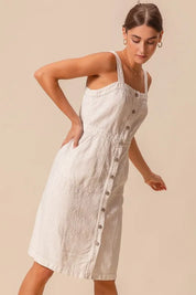 SO ME Button Down Pocket Front Pinafore Dress | Daverri Fashions