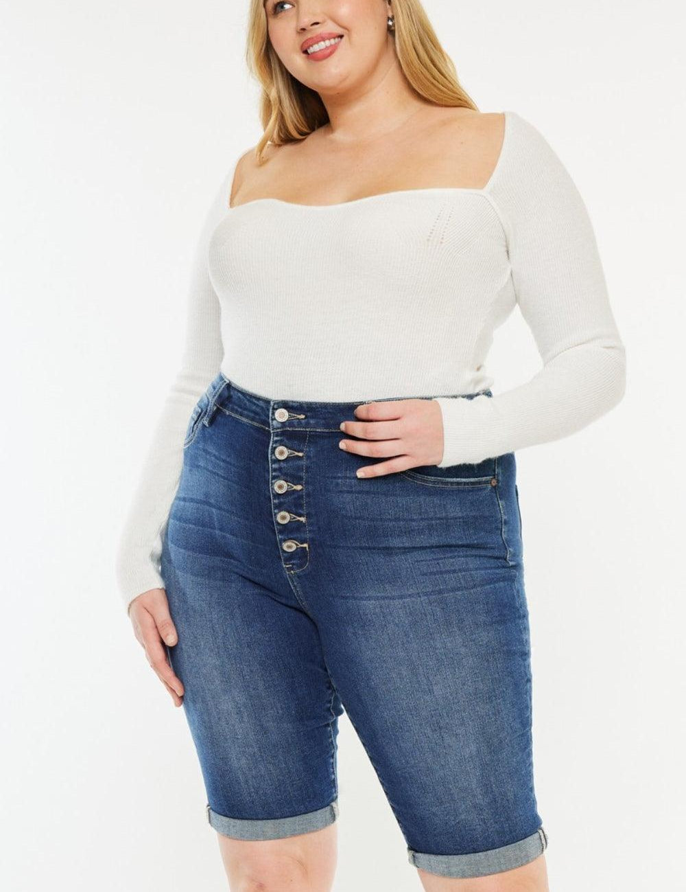 Medium Kancan Full Size Cat's Whiskers Button Fly Denim Shorts | Daverri Fashions