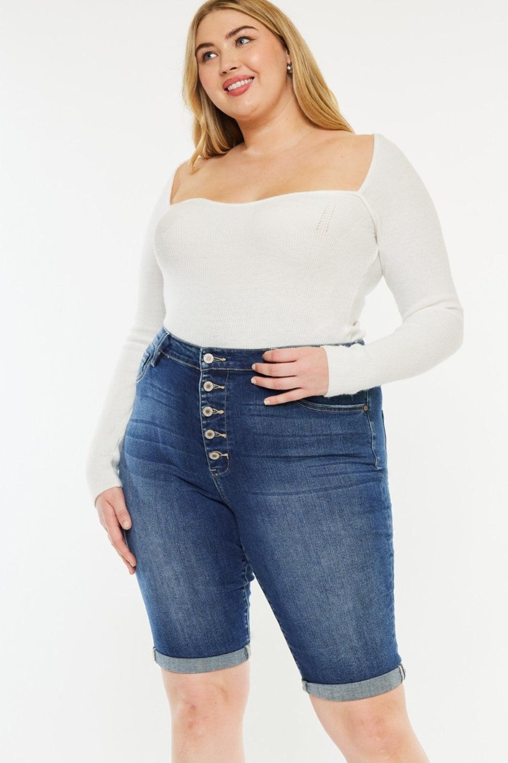 Medium Kancan Full Size Cat's Whiskers Button Fly Denim Shorts | Daverri Fashions